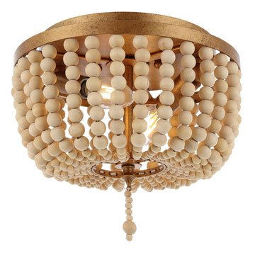 Allison 15" Wood Beaded/Metal LED Flush Mount